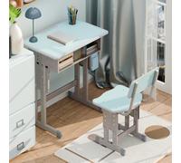 Haibinsuo Ensemble bureau et chaise ergonomiques pour enfants à hauteur réglable - Table d'étude en bois avec tiroir de rangement et crochets pour sac d'école - Mobilier d'école sûr pour enfants de 3