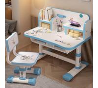 Haibinsuo Ensemble de bureau et de chaise fonctionnels pour enfants, hauteur penctable, chaise de bureau ergonomique avec grand protège-livre et lecture de livres