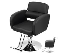 Haibinsuo Hydraulic Hair Salon Stool 360-Degree Swivel Rotation Height Adjustable Strong Load Bearing Barber Seating 62x75x93cm Black Fits for Beauty Spa Tattoo Noir