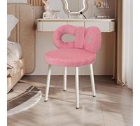 Haibinsuo Tabouret de vanité avec dos de nœud papillon - chaise de maquillage textile doux, siège de mousse dense confortable, pieds non glissants stables pour chambre/salon 150 kg Rose