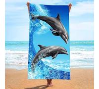 HAICAO Serviette de Plage Dauphin Serviette de Bain 140x70cm Serviette de Plage en Microfibre Drap de Plage sans Sable Drap de Plage Douce Serviette de Sport Séchage Rapide