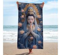 HAICAO Serviette de Plage XXL Bouddha Serviette de Bain 100x200cm Serviette de Plage en Microfibre Drap de Plage sans Sable Drap de Plage Douce Serviette de Sport Séchage Rapide