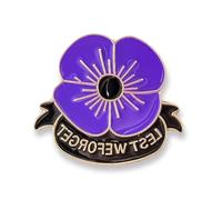 HAICN Broche coquelicot violet en forme de fleur avec inscription « Lest We Forget » pour le jour commémoratif des vétérans - Cadeau fantaisie pour femmes et filles - Accessoire unisexe pour la fête