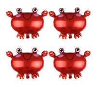 HAICN Lot de 4 ballons en aluminium en forme de crabe - Motif animal de l'océan - Accessoire photo pour fête prénatale ou d'anniversaire - Fournitures pour fête sous la mer