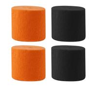 HAICN Lot de 4 rouleaux de papier crépon d'Halloween (noir et orange) - Papier crépon - Matériau décoratif - Décoration de fête - 4,5 cm x 25 m