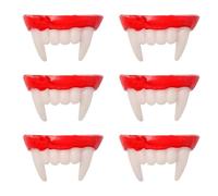 HAICN Lot de 6 crocs de loup-garou pour Halloween, dents de vampire, zombie, bal masqué, accessoires de fête pour enfants et adultes