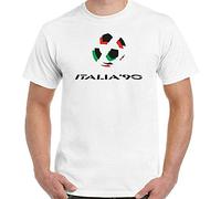 HAIDIOU Italia 90 T-Shirt Mens Retro 1990 World Cup Retro Top Logo Kit Italy White L