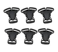Haidong Lot de 6 boucles à dégagement fendu en plastique noir avec clip à trois voies, boucle anti-ouverture, noir, 64*63MM