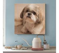 HAIDU 5D Diamond Painting Christmas, Shih Tzu Dog Diamond Painting, DIY Rhinestone Picture, Cross Stitch Embroidery For Main Wall Decoration(30x40cm