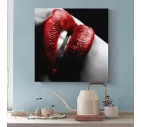 HAIDU 5D DIY Diamant Peinture Par Numéro Kit_Sexy Lèvres Rouges Femme Diamond Painting_Diamond Painting De Croix Strass Broderie Diamant Art Craft Sticker Mural Décor(40x40cm