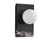 HAIDU Applique murale carrée en marbre avec abat-jour en verre globe, style industriel moderne, installation câblée pour une applique intérieure, luminaires décoratifs pour couloir, salon, coiffeuse