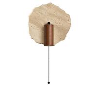 HAIDU Applique murale créative en travertin jaune de forme irrégulière, lampe murale LED à lumière chaude avec interrupteur à fermeture éclair, applique murale en bois à vis E26 de style Wabi Sabi, l