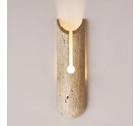 HAIDU Applique murale de style industriel moderne, lampe murale en pierre naturelle de 35 cm, ampoule G4, applique murale en travertin jaune, luminaires décoratifs pour couloir, escalier ou chambre.