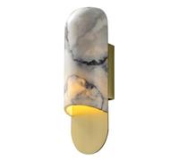 HAIDU Applique murale en marbre de 33,8 cm (13,3 pouces), lampe de salle de bain en pierre naturelle, applique murale décorative en fer doré avec source lumineuse G9, luminaires muraux pour restauran