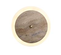 HAIDU Applique murale en pierre naturelle, applique ronde en travertin jaune, lampe murale moderne à LED câblée, luminaires décoratifs pour chambre, entrée, porche