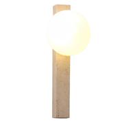 HAIDU Applique murale style ferme vintage, lampe rectangulaire de 30 cm en travertin jaune, culot G9, abat-jour en verre, luminaire mural pour chambre, salon, couloir ou escalier