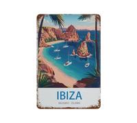 HAIDU Décoration murale rétro en métal,Ibiza-Îles Baléares,imprimée pour club, bar, café, salon, cuisine, garage, maison(15x30cm 6x12 inch-K85