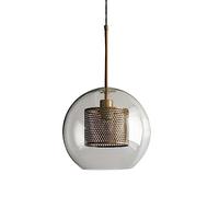 HAIDU E27 Base Single Head Decoration Suspension, Luminaires De Style Moderne Américain, Lustre en Verre Rond Abat-Jour, Lampe Suspendue De Salon De Chevet De sous-Sol