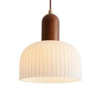 HAIDU Lampe Suspendue Japonaise créative rétro, Lampe à Suspension en Verre en Bois de personnalité, Lustre à tête Unique de Base E27, luminaires décoratifs pour Chambre à Coucher, café, Salle d'étud