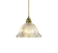 HAIDU Luminaires de décoration de style rétro japonais, abat-jour de lustre en verre de conception de pétale, lampe suspendue à tête unique de base E27, lumière suspendue de salle de réunion de balco