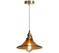 HAIDU Lustre de style industriel nordique, suspension à culot E27, luminaire suspendu créatif en verre en forme de trompette, idéal pour la décoration de la chambre, de la salle à manger et du bar.