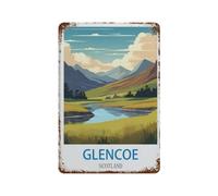 HAIDU Plaque en métal,Glencoe Poster vintage de voyage en Écosse,Pour maison, cuisine, bar, café, club, grotte(20x30cm 8x12 inch-B51