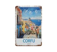 HAIDU Plaque en métal vintage,Corfou, Grèce,garage, grotte de jardin, décoration murale pour maison, cuisine, bar, club(15x30cm 6x12 inch-K24
