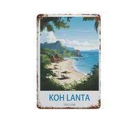 HAIDU Plaque en métal vintage,Koh Lanta Thaïlande,garage, grotte de jardin, décoration murale pour maison, cuisine, bar, club(30x40cm 12x16 inch-J44