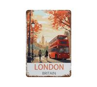 HAIDU Plaque en métal vintage,Poster de voyage vintage Londres Grande-Bretagne,Vintage Art Sign Home Kitchen Bar Cafe Club Cave Décoration Tin Sign(20x30cm 8x12 inch-E73