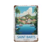 HAIDU Plaque en métal vintage,Poster de voyage vintage Saint Barth Caraïbes,garage, grotte de jardin, décoration murale pour maison, cuisine, bar, club(15x30cm 6x12 inch-A24