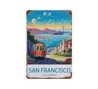 HAIDU Plaque en métal vintage,San Francisco California,garage, grotte de jardin, décoration murale pour maison, cuisine, bar, club(30x40cm 12x16 inch-A4