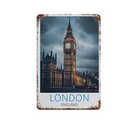 HAIDU Plaque humoristique en métal,Poster de voyage vintage Londres Angleterre,Décoration murale d'intérieur pour cuisine, boulangerie, café, bar, ferme, restaurants, café(20x30cm 8x12 inch-E66