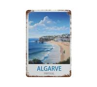 HAIDU Plaque humoristique en métal,Poster vintage de voyage Algarve Portugal,Décoration murale d'intérieur pour cuisine, boulangerie, café, bar, ferme, restaurants, café(15x30cm 6x12 inch-G66