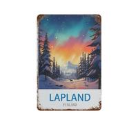 HAIDU Poster de voyage vintage Laponie Finlande,Décoration murale - Plaque en métal pour bar, pub, club, grotte(15x30cm 6x12 inch-I18