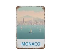 HAIDU Poster de voyage vintage Monaco,panneaux métalliques en étain, Art mural | Affiche imprimée en fer blanc épais, décoration murale(20x30cm 8x12 inch-F39