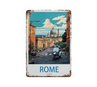 HAIDU Signe Métal Vintage，Rome Italie，Rétro Peinture Plaque Signe En Fer Décor Mural Art Mural Suspendu Pour Salon Maison Café Décoration Noël Cadeau(15x30cm 6x12 inch-L10