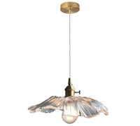 HAIDU Suspension créative en verre en forme de feuille de lotus, culot E27, lustre de style industriel moderne, luminaires décoratifs pour salon, restaurant ou bar