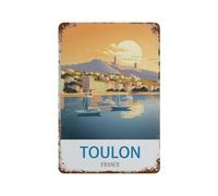 HAIDU Toulon France Affiche de voyage vintage，panneaux métalliques en étain, Art mural | Affiche imprimée en fer blanc épais, décoration murale(20x30cm 8x12 inch-C39