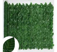 Haie de lierre artificiel vert pour décoration extérieure de balcon - 100 x 300 cm, parfaite pour bordure de jardin, écran de plantes artificielles à feuilles, facile à installer, résistant aux
