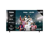 Haier Direct LED 4K UHD H43K85FUX - Smart TV, Google TV, Dolby Audio, HDR 10, Smart Remote Control, Google Assistant, Processeur Quad Core, Bluetooth 5.1, DBX TV, HDMI 2.1 x 4, sans cadre, 2024