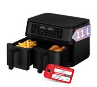 Haier Friteuse à air chaud 2 compartiments I 11 l Airfryer double chambre I 8 en 1 I Friteuse à air chaud Duo avec revêtement anti-adhésif, passe au lave-vaisselle