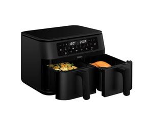 Haier Friteuse à air chaud 2 compartiments I 11 l Airfryer double chambre I 8 en 1 I Friteuse à air chaud Duo avec revêtement anti-adhésif, passe au lave-vaisselle