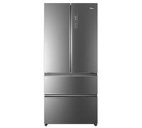 Haier HB18FGSAAA Réfrigérateur combiné FD 83 Série 7 - Pose libre, 539L, 4 portes, Hauteur : 190cm, Façade verre, Acier inoxydable, Argent Titane, Classe E