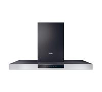 Haier I-Link HATS9CBS2XWIFI Hotte aspirante murale 90 cm, WiFi, puissance 746 m3/h, moteur 170 W, 4 vitesses, 64 dB, filtres charbon, 3 filtres anti-graisse, lumière LED, noir avec façade en acier