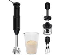 Haier I-Master Série 5 Mixeur Plongeant, 4-en-1 avec Batteur, Fouet, Presse-Purée, Hachoir, Lames à Double Puissance, Vitesse Variable, Électrique 1000W [Noir]