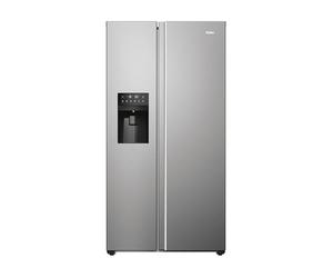 Haier SBS HSR5918DIMP 90 Series 5 Réfrigérateur américain autonome avec distributeur d'eau et de glace, côte à côte, sans gel capacité totale de 511 L, silencieux, platine inox, 91 x 66 x