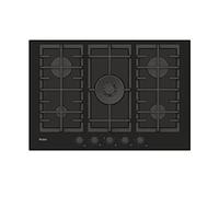 Haier Série 2 HAVG75S2B- Plaque à gaz, 5 feux, Largeur 75 cm, Puissance totale 12,9 kW, Commandes centrales, 9 niveaux de puissance, Grilles en fonte, Preci Flame, Verre Noir