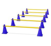 VINEX Haies d'entraînement | Agility Chien | Obstacle pour Chien | Cinq Haies Football | Cone et Barre | Haie Sport | Bleu et Jaune