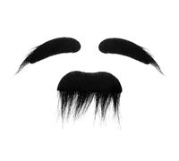 HaiFafafaing Lot de 2 fausses moustaches et sourcils - Costume de vieil homme - Autocollant - Moustache de fête - Cosplay (noir)
