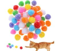 HaiFafafaing Lot de 60 boules de pompons pour chat - Balle interactive pour chat de 3,8 cm - Boules multicolores scintillantes pour l'exercice et le divertissement
